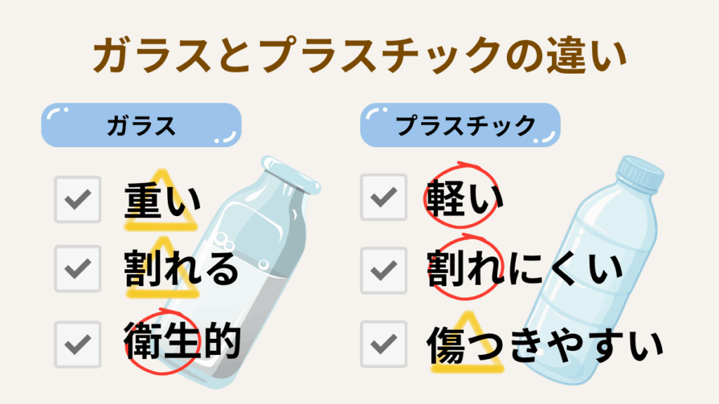 哺乳瓶の種類と選び方 哺乳瓶 種類 素材の違い